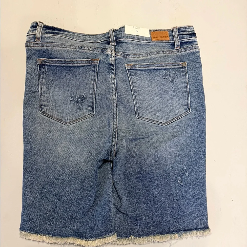 Judy Blue Distressed Denim Shorts - Picture 2 of 2